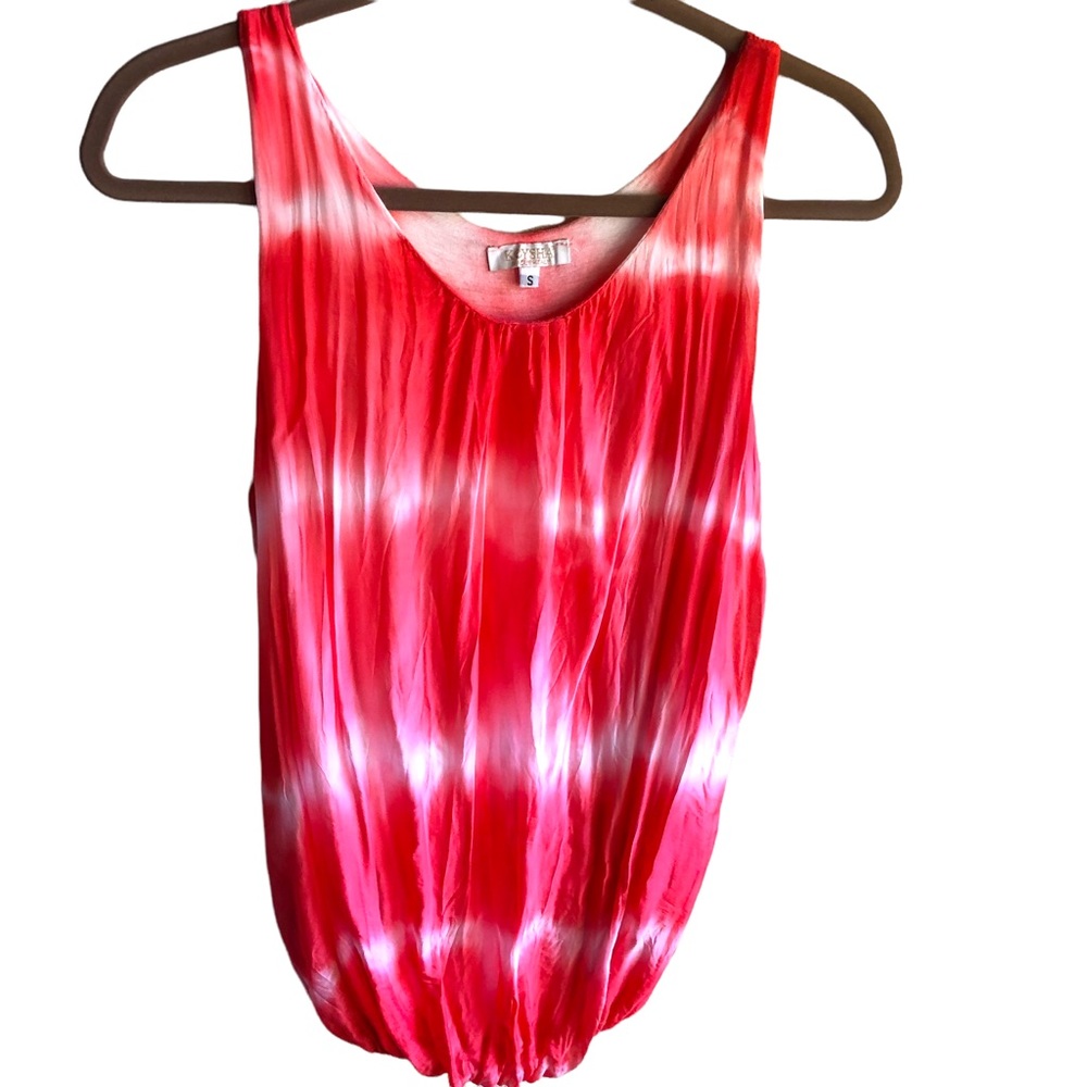 Keysha Made in Italy Silk Tie Dye Sleeveless Blouse. Elastic Hem. Size Small